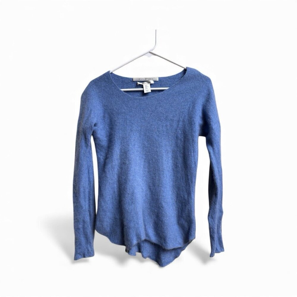 Max Studio 100% Cashmere Sweater Periwinkle Blue XL Fits M